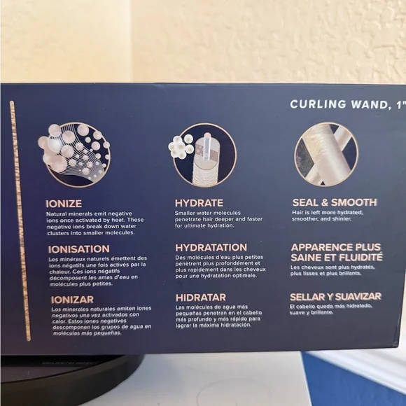 Bio Ionic Gold Pro 1" Curling Wand - Rose Gold Barrel Curling Iron Hair Health - Picture 13 of 15